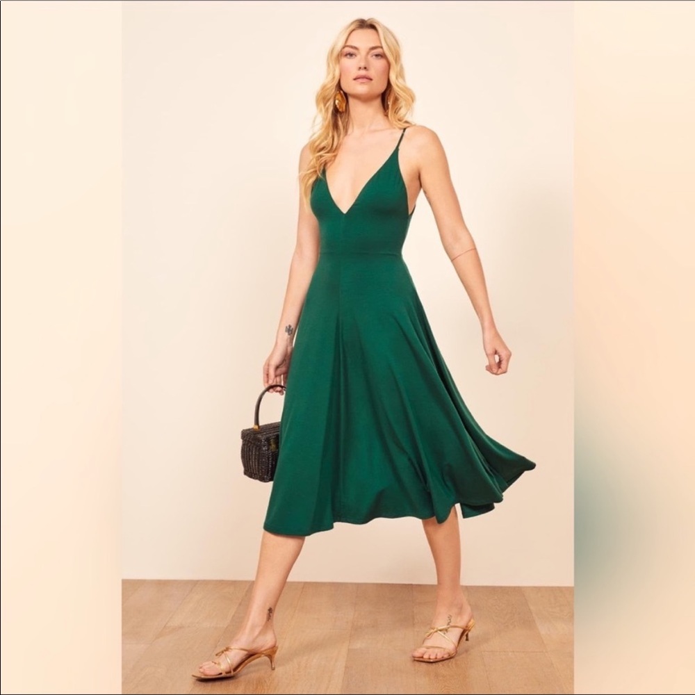 reformation emerald green strada dress